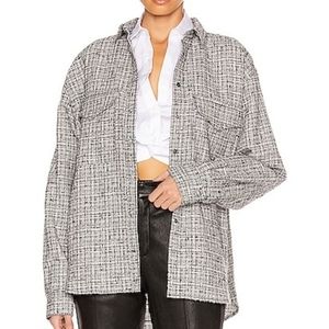 Toteme Black and White Novella Shirt Boxy Tweed Shacket Size S